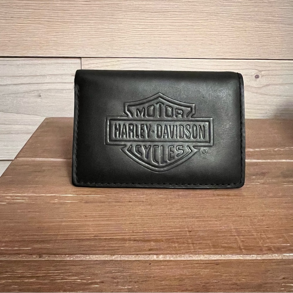 Harley-Davidson® Men's Embossed B&S Logo Leather Tri-Fold